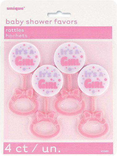Mini Baby Rattle « c’est une fille » 4pcs
